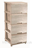 Комод на 4 ящики з декором "дерево" кремовий Алеана