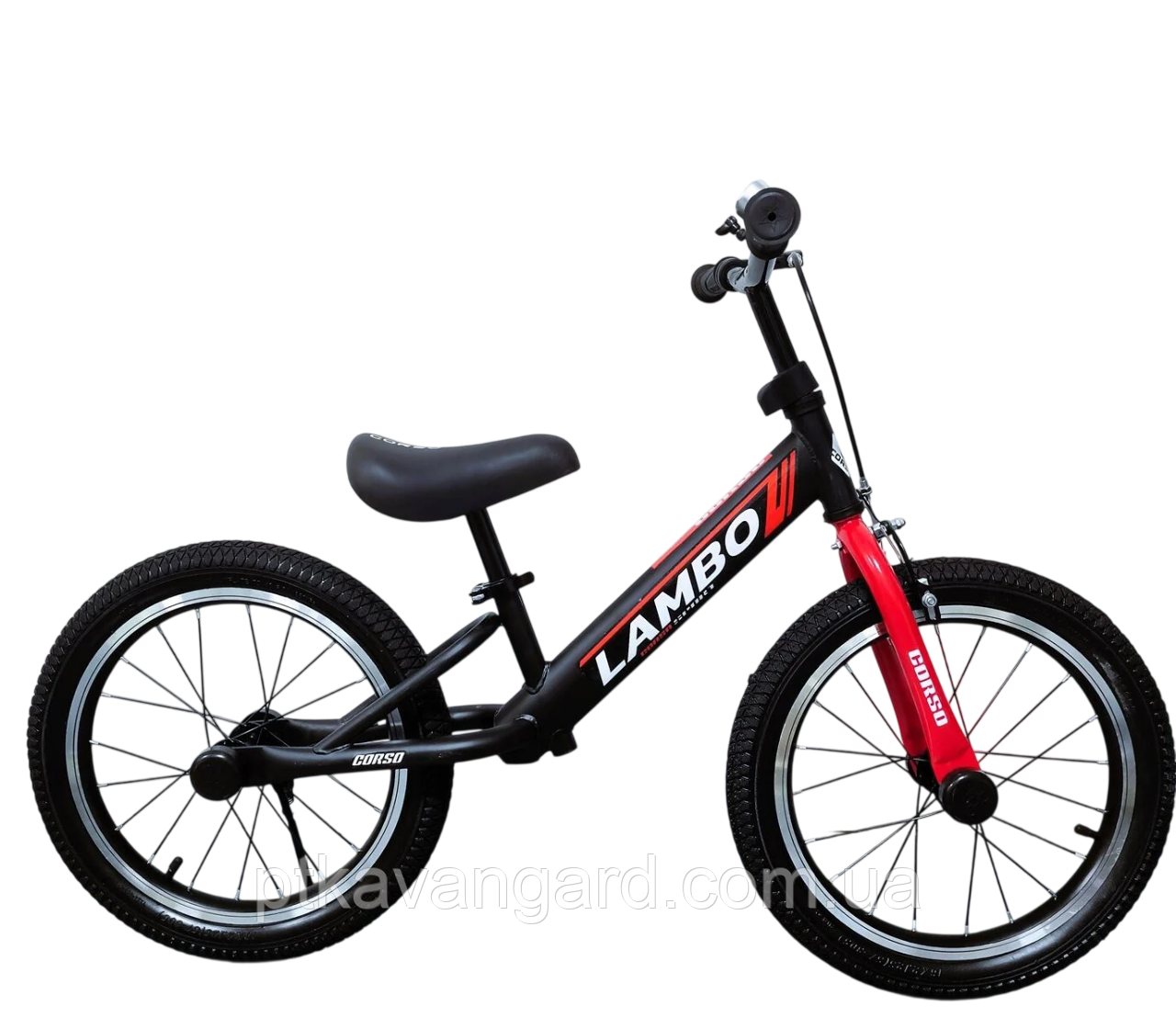 Дитячий велобіг 16 дюймів (ручне гальмо, сидіння регулюється, підніжка, дзвінок) "CORSO LAMBO", фото 1