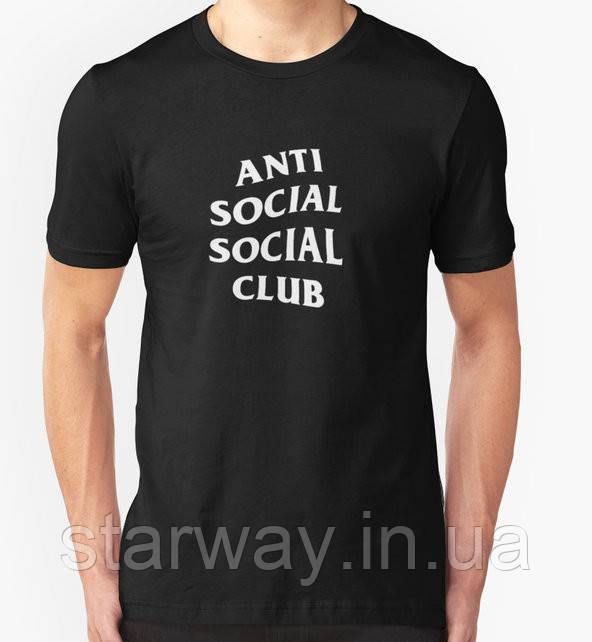 Футболка з принтом anti social social club | асск біле лого