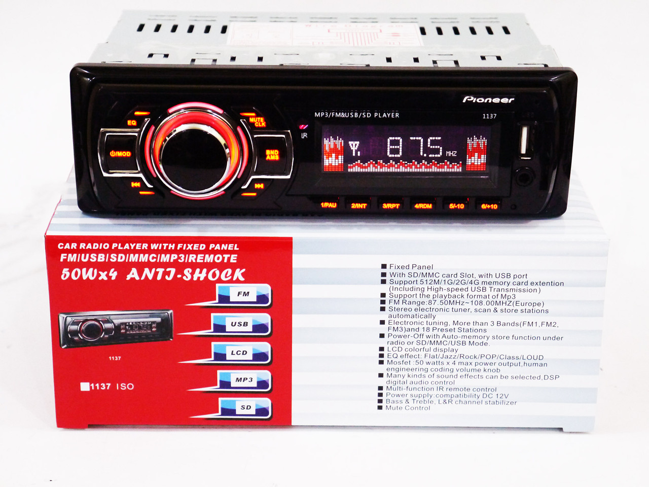 Автомагнітола 1137 ISO Usb+Sd+Fm+Aux+ пульт (4x50W)