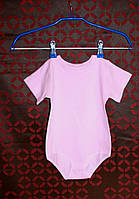Рожевий купальник з коротким рукавом для танців гімнастики хореографії з застібкою знизу на кнопки