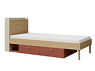 Ліжко YUKI REG 13 сіро-бежеве/дуб олійний/кораловий