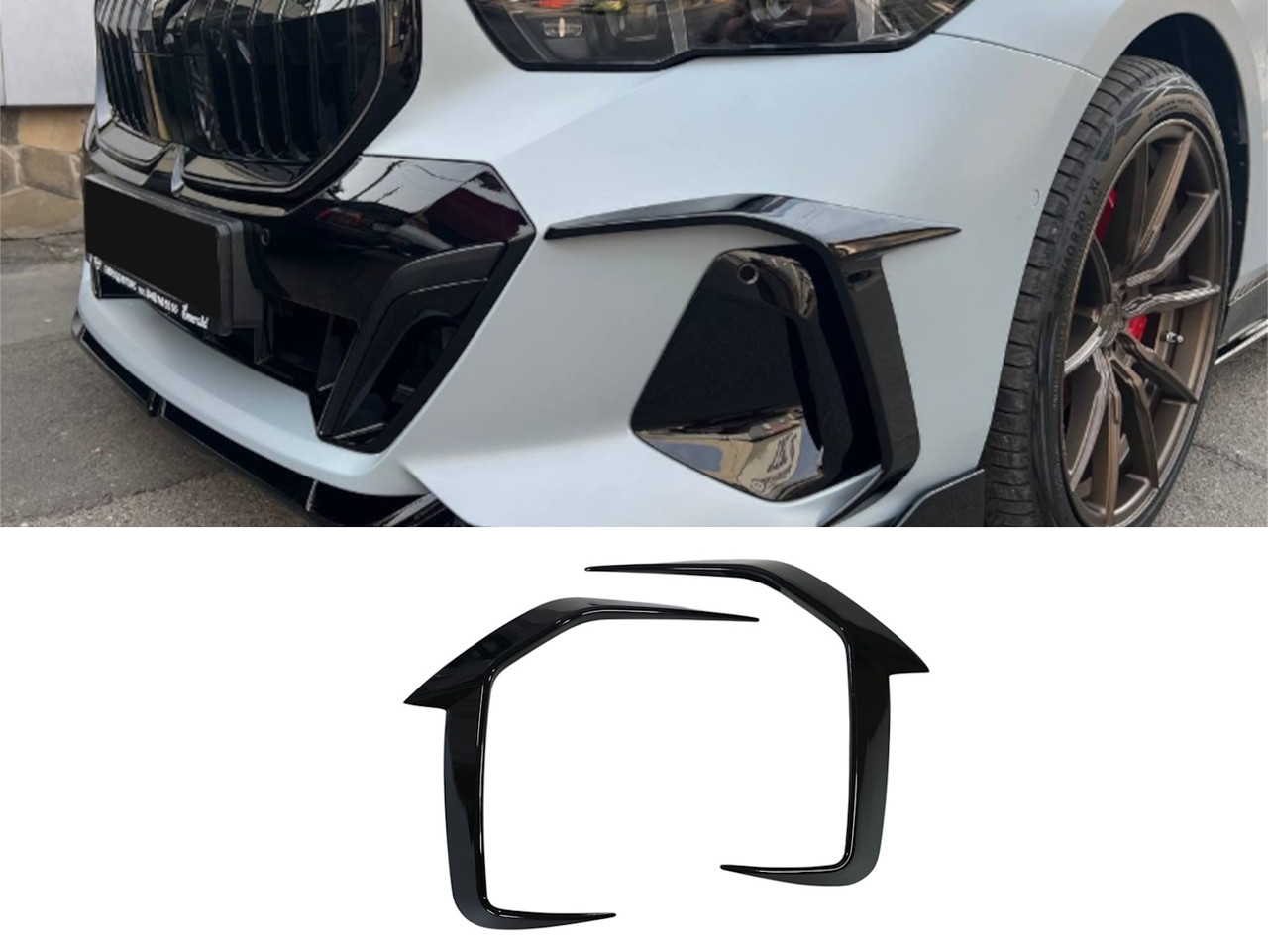 Тюнінг переднього бампера Чорний глянець на BMW 5 Series G60 / G61 2023-2025 року, фото 1