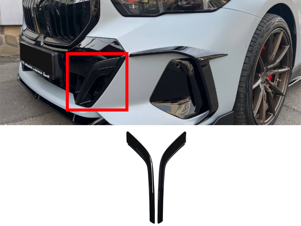 Тюнінг переднього бампера Чорний глянець на BMW 5 Series G60 / G61 2023-2025 року, фото 1