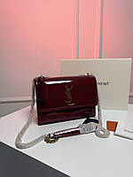 Saint Laurent Kate Medium Chain Bag in Burgundy Patent Leather