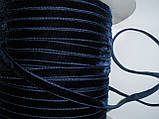 Оксамитова стрічка темно-синя, 7мм ширина, фото 4