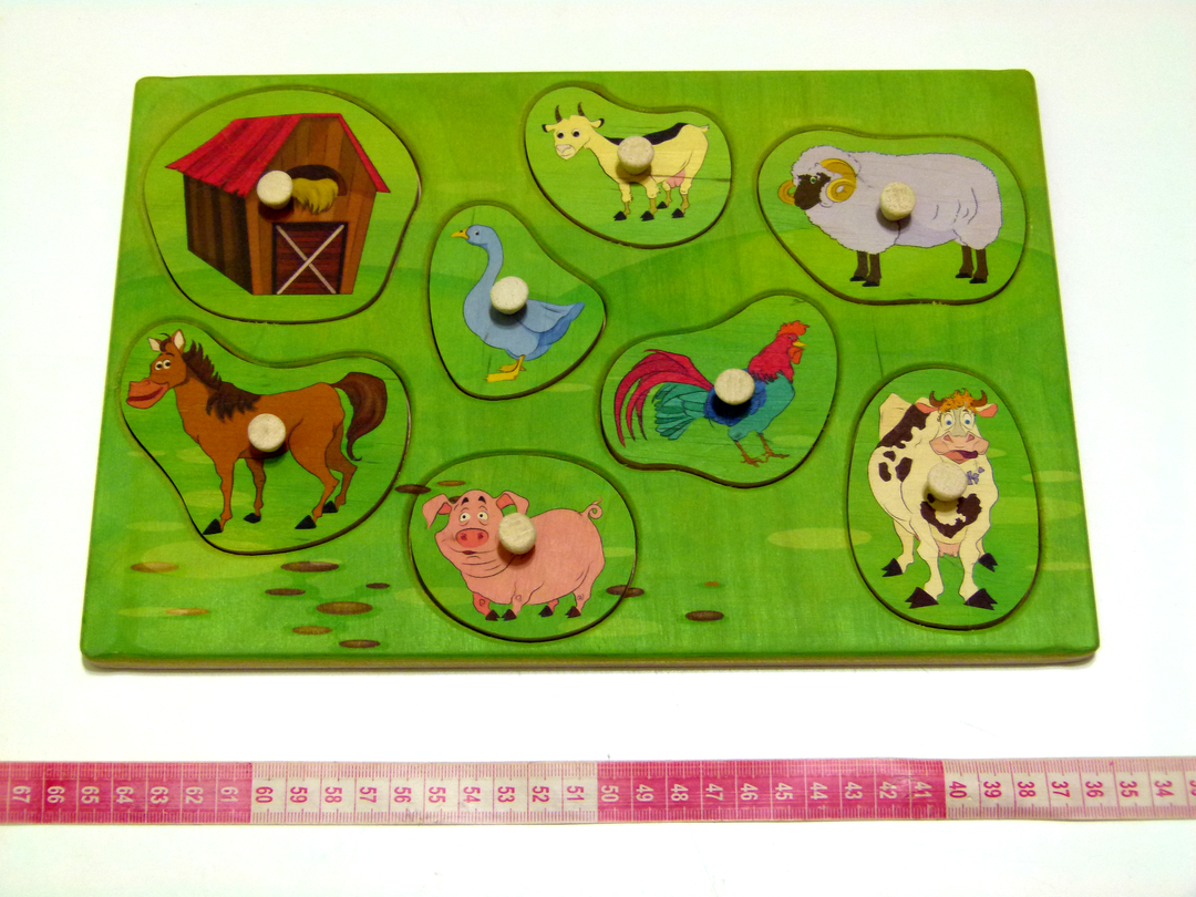 Дерев'яна рамка-вкладиш Монтессорі з тваринами Ферма Розумний лис (90026), фото 1