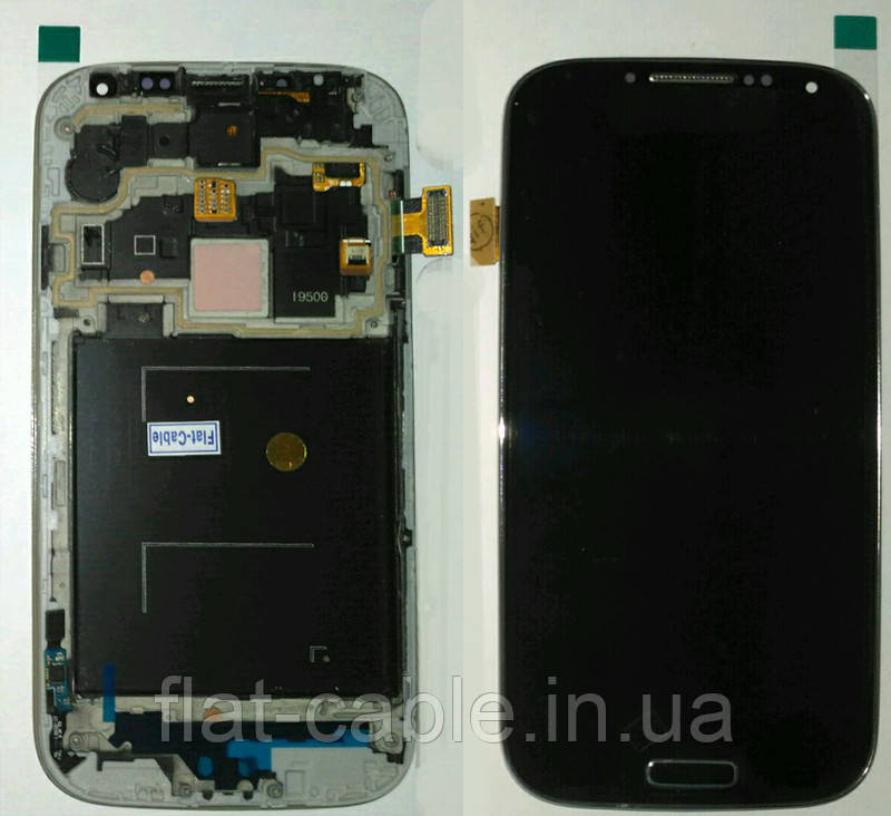 Дисплей + сенсор Samsung I9500 Galaxy S4, LCD TFT темно-синій карбон з передньою частиною