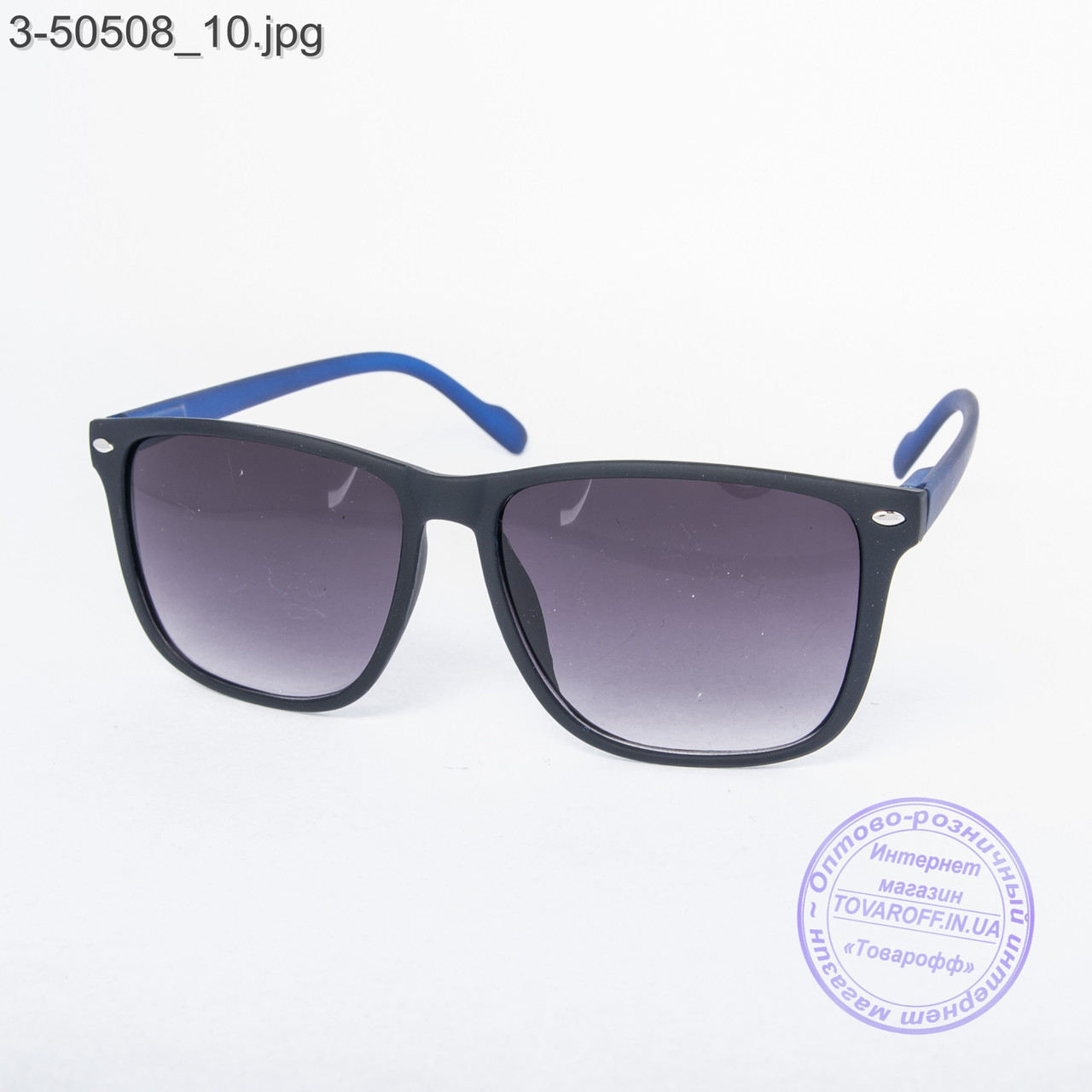 Квадратні сонцезахисні окуляри унісекс чорно-сині - 3-50508