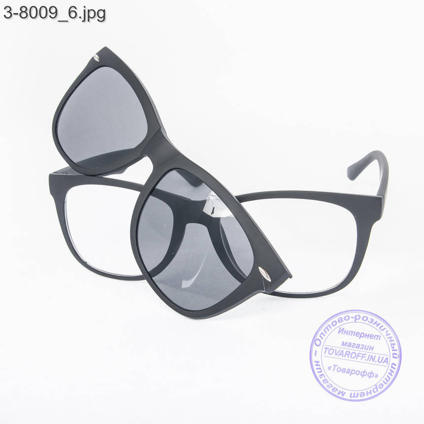 Іміджеві окуляри з накладними сонцезахисними стеклами - 8009, фото 1