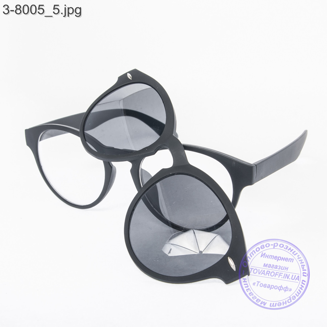 Іміджеві окуляри з накладними сонцезахисними стеклами - 8005