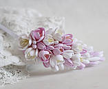 Рожевий обруч для волосся з квітами "Букет біло-рожевих фрезій", фото 6
