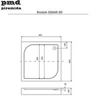 Душовий акриловий піддон квадратний OSKAR 80х80х15,5 BESCO PMD PIRAMIDA з ніжками, фото 3