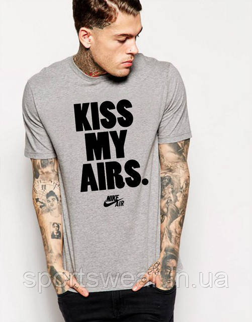 Сіра Чоловіча Футболка Найк | Nike KISS MY AIRS. NIKE