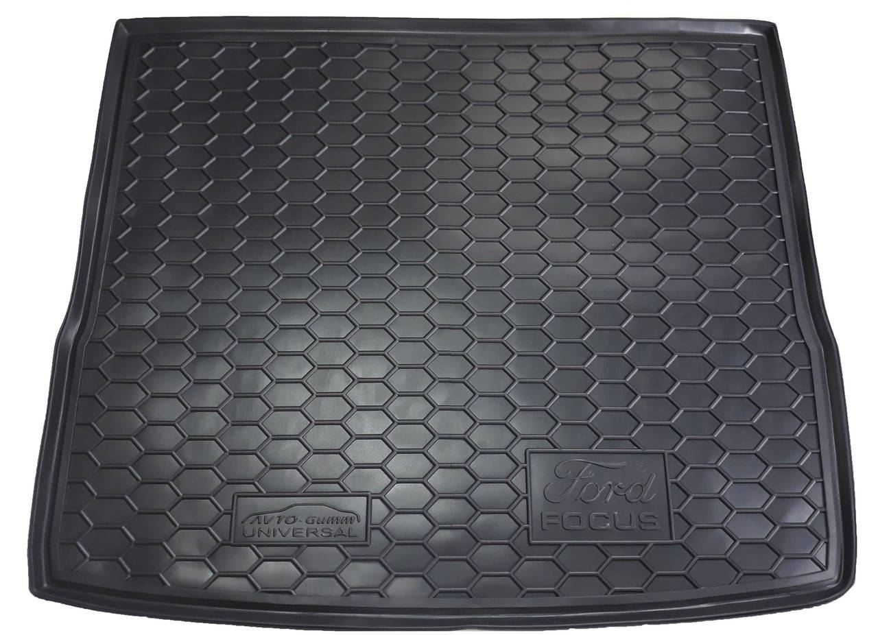 

Полиуретановый коврик в багажник Ford Focus II (Форд Фокус 2) 2005-2010 универсал, Черный