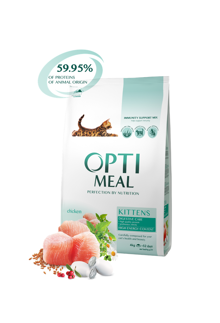 

Сухой корм для котят с курицей 4 кг OPTIMEAL ОПТИМИЛ
