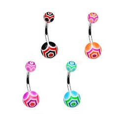 

Набор 4 шт Сережка банан для пирсинга пупка с неоновыми акриловыми шариками