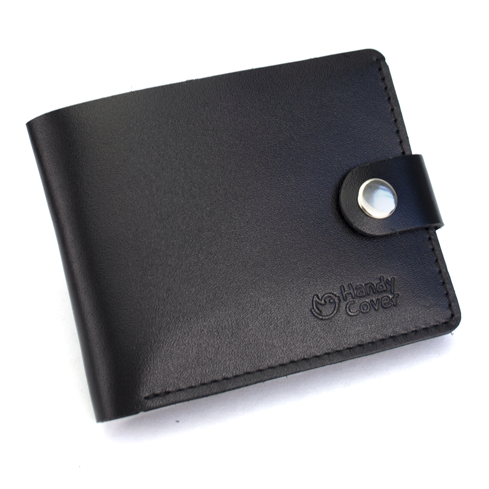 

Портмоне мужское кожаное на кнопке Handycover HC0042 черное, Черный