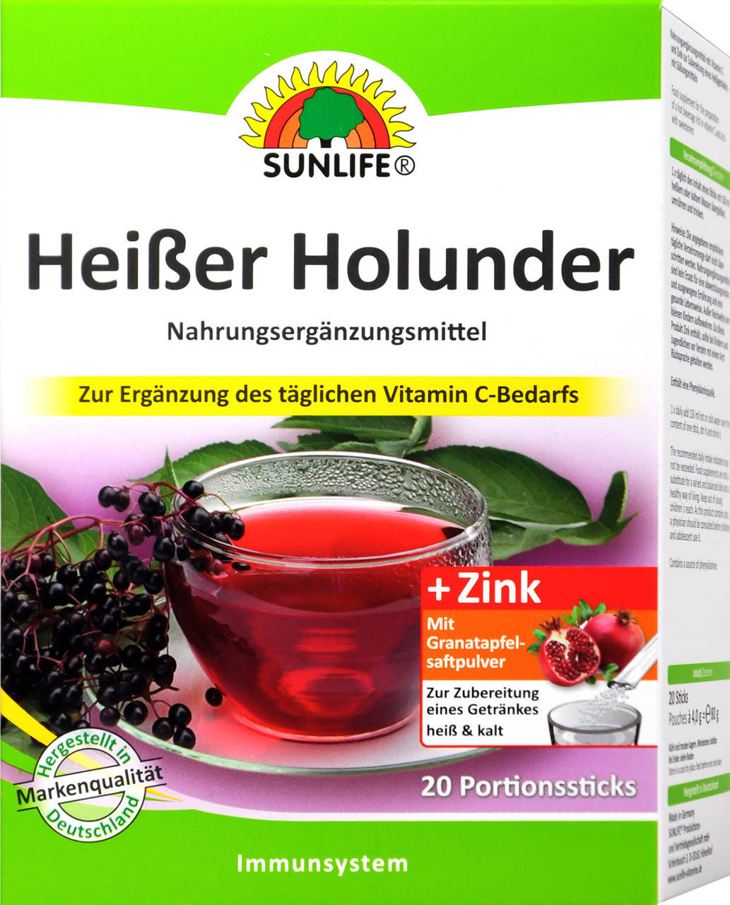 

Горячий напиток от простуды из бузины Sunlife Heißer Holunder, 20 шт.