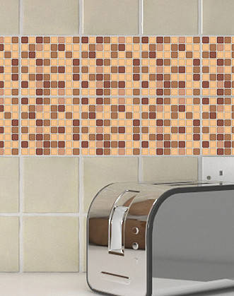 

Вінілова наклейка на кахель "Мозаїка коричнева", Разные цвета