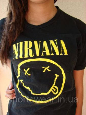 Жіноча Футболка Nirvana Smile Нірвана Смайл ( Чорна)
