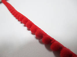 Тасьма декоративна з помпонами тонка 5-6мм, червона