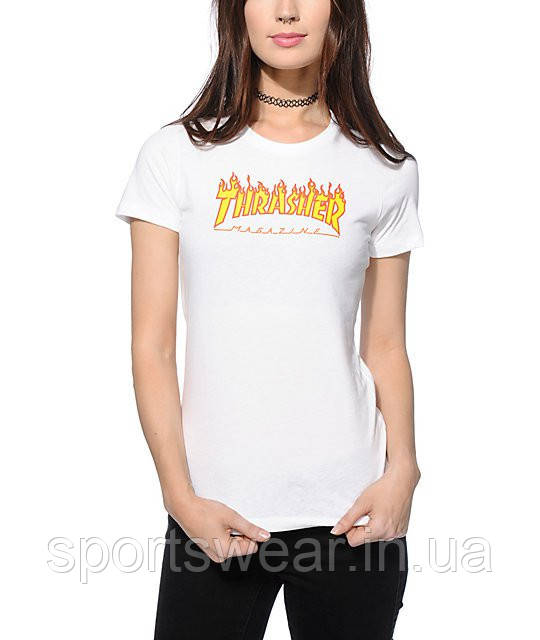 Футболка жіноча Thrasher Flame Logo ( Біла )