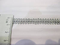 Тесьма декоративная серебоистая, тесьма люрекс серебро шанель "Косичка" 7-8 мм