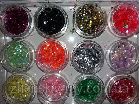 Набір слюди для нігтів, 12 шт., фото 1