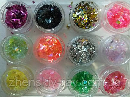 Набір слюди для нігтів, 12 шт., фото 2