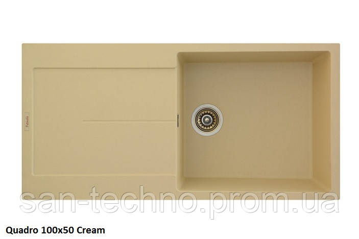 Мойка для кухни прямоугольная из камня кремовая Fabiano Quadro 100x50 Cream - фото 2 - id-p497915637