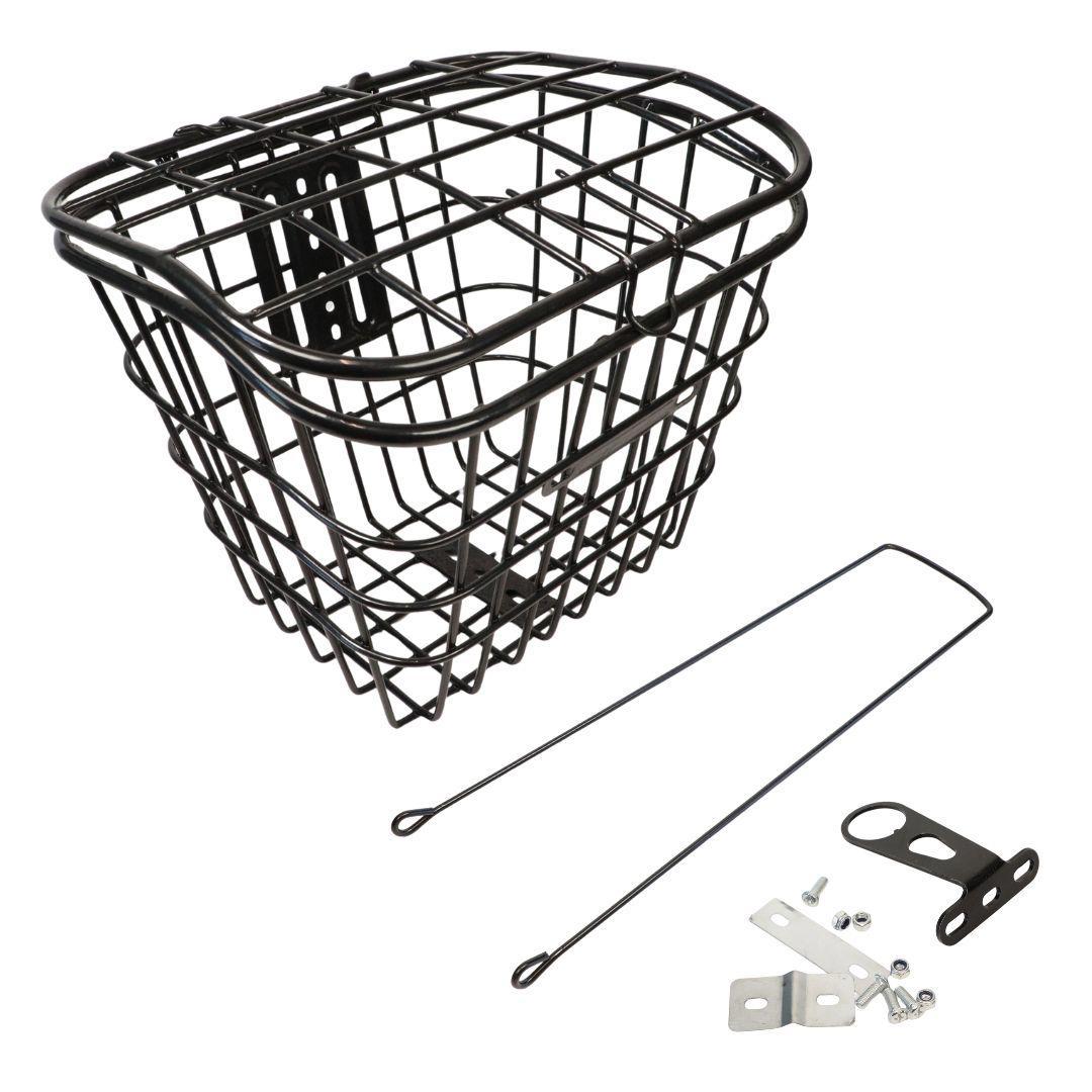 Кошик Сталь під болт і на рульову колонку 24-28" 340*270*260 мм зі стійкою 400L 25,4" CK-002B чорний з кришкою