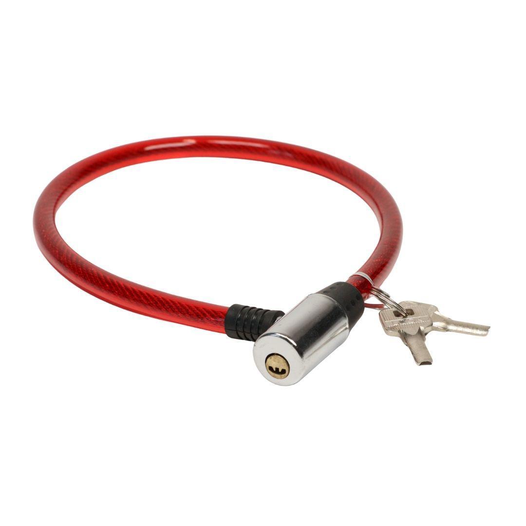 Замок тросовий на ключі VLT PJ-112S 650мм *12мм червоний AM (брендоване пакування)