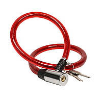 Замок тросовий на ключі VLT PJ-112S 800мм *12мм червоний AM (брендоване пакування)