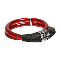 Замок тросовий кодовий VLT PJ-098 650мм *12мм червоний AM (брендоване пакування)