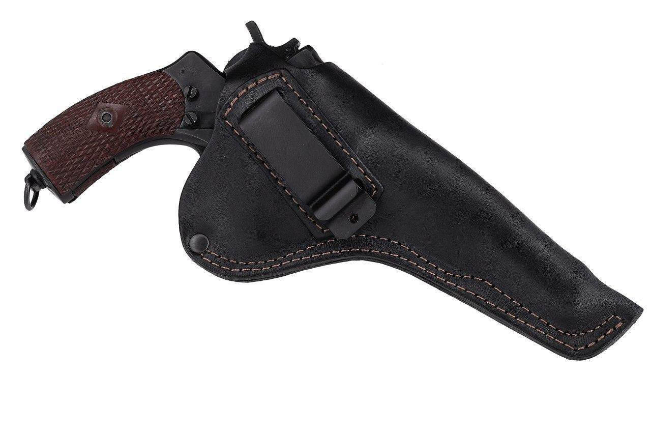 Кобура під Наган поясна прихованого носіння не формована зі скобою шкіряна чорна ., фото 1