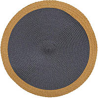 Набір 6 сервірувальних серветок (плейсмат) "Natural Frame" Ø38 см, синій поліпропілен