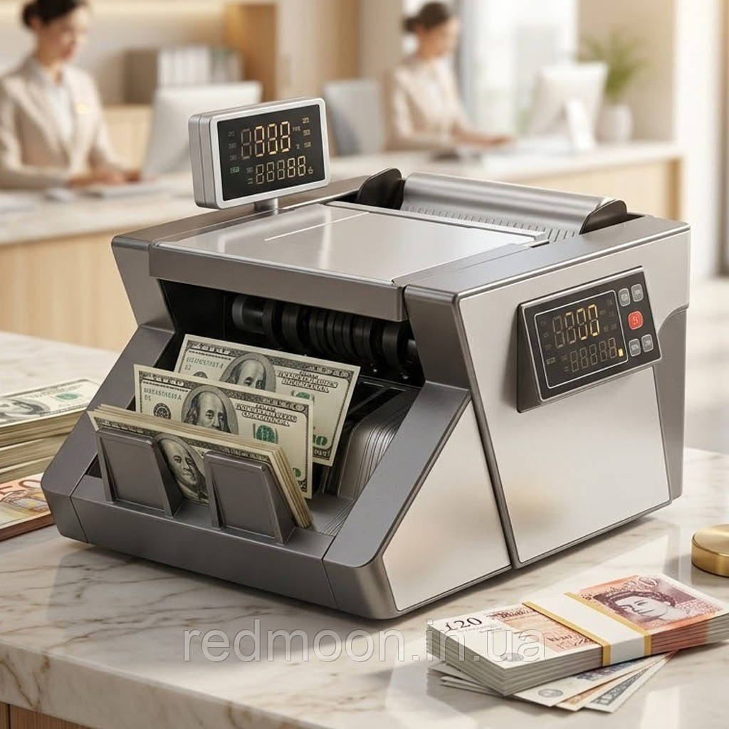 Лічильник банкнот із детектором валют, Model-001, Сірий / Машинка для рахунку грошей / Рахункова машинка для грошей, фото 1