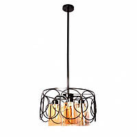 Люстра підвісна в стилі лофт на 3 лампи чорна