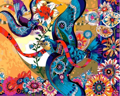 Розмальовка акриловими фарбами "Птахи щастя" (VP618) Турбо 40 х 50 см, фото 1