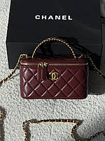 Chanel Vanity Logo Handle Premium бордовый
