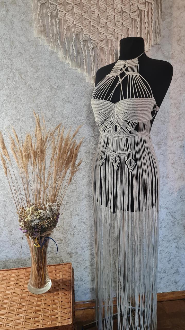 Сукня макраме бохо стиль, плетена сукня для фотосесії