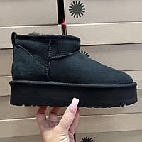 Ugg Ultra Mini Platform черные ботинки 38 из замши и овчины для женщин сезон осень-зима