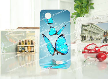 Силіконовий чохол для Lenovo A308t A318t з малюнком три сині метелики