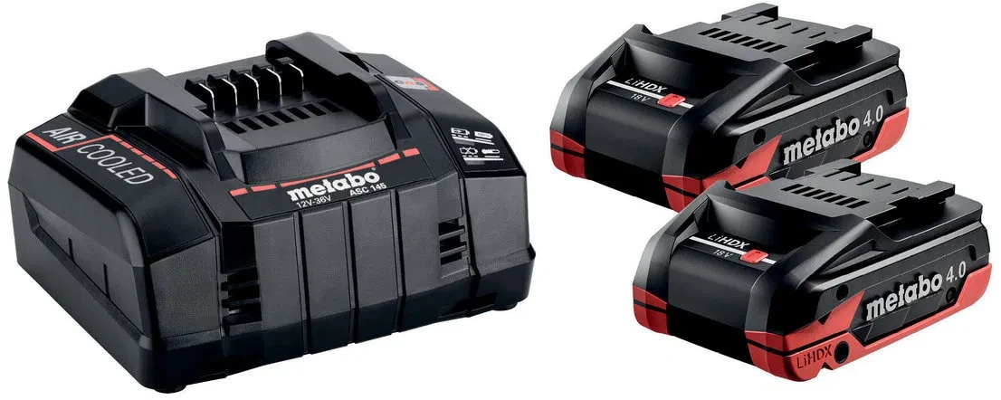 Набор Metabo Basic-Set 2× LiHDX 4.0 Ач Li-ion аккумулятор и зарядное, фото 1