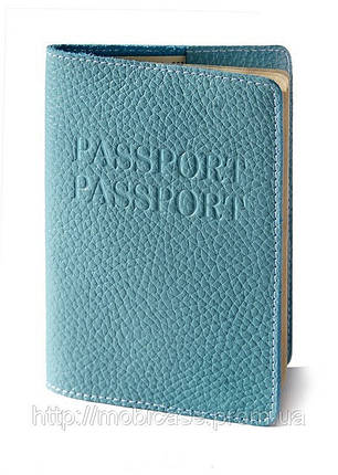Обкладинка для паспорта VIP (флотар бірюзовий) тиснення "ПАСПОРТ&PASSPORT", фото 1