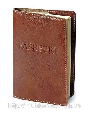 Обкладинка для паспорта VIP (коричневий) тиснення "PASSPORT", фото 1
