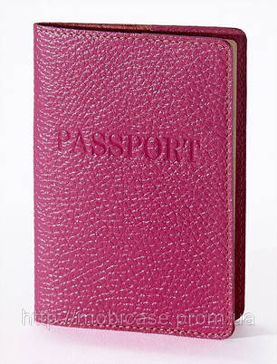 Обкладинка для паспорта VIP (флотар рожевий) тиснення "PASSPORT", фото 1