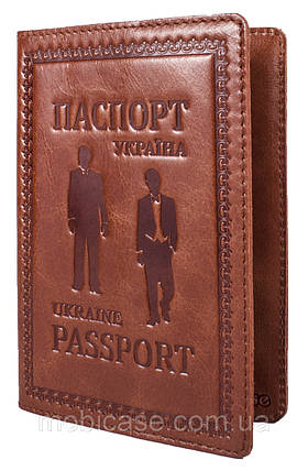 Обкладинка для паспорта VIP (хамелеон коричневий) тиснення "GENTLMEN", фото 1