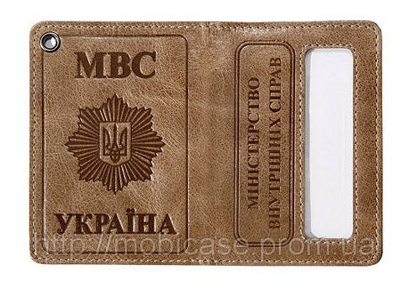 Обкладинка для документів МВС (хамелеон оливковий) тиснення "МВС УКРАЇНА", фото 1